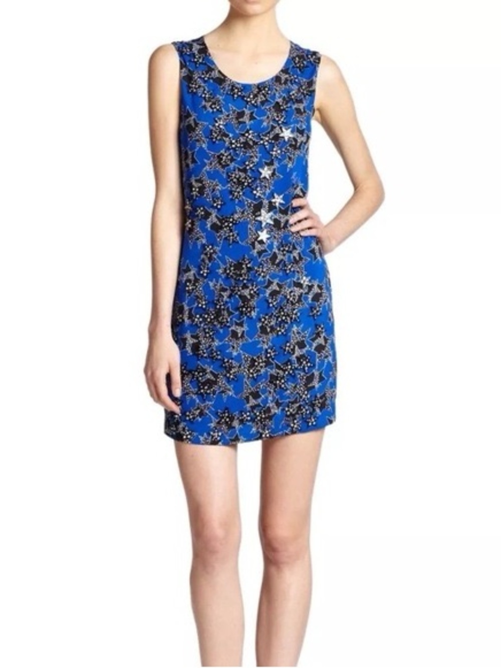 Diane von Furstenberg Blue Star Adorned Shift Dress